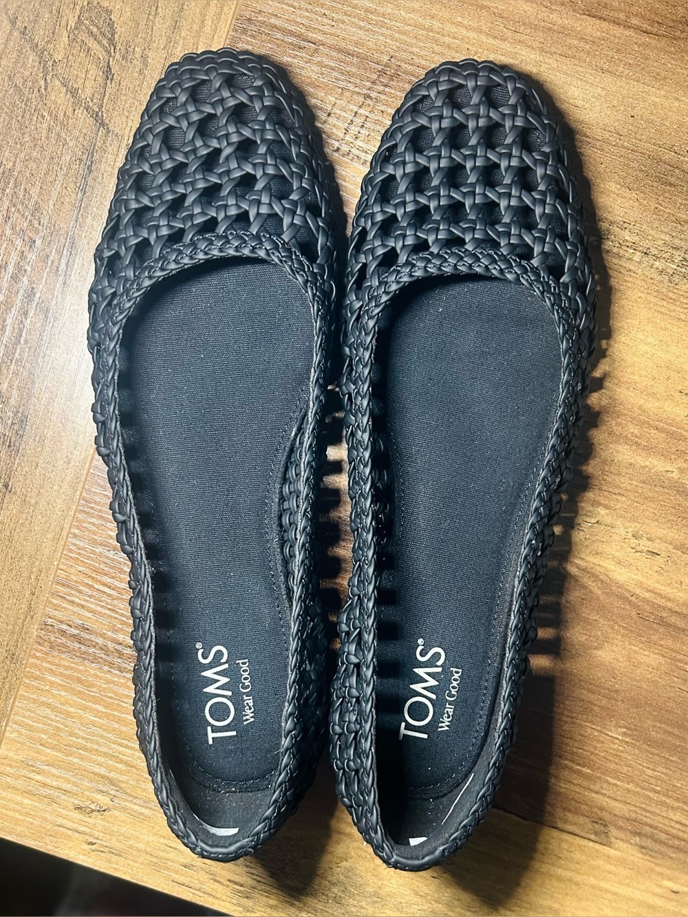 TOMS BRIELLA Black Woven Slip-On Flats- 9.5